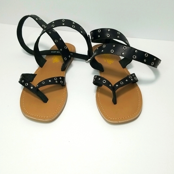 Rule London leather Studded Flat Sandals in Black Size 6 - Picture 3 of 7